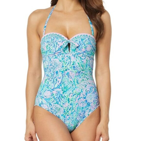 Lilly Pulitzer Jagger One Piece Swimsuit in Surf Blue Soleil It On Me - Picture 1 of 12